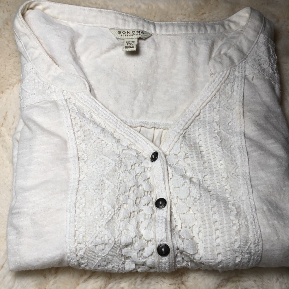 White Laced Long Sleeved Tee
